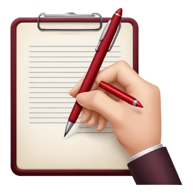 the hand writes with a dark red pen sticker