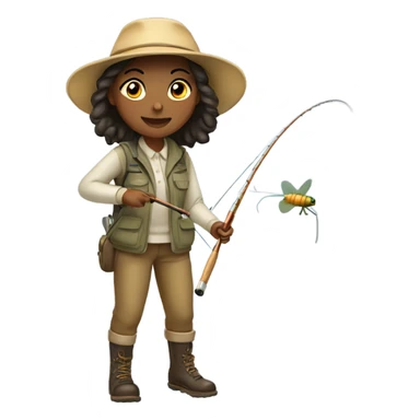 Girl casting a fly rod sticker