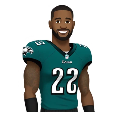 Darius Slay in an Eagles jersey with his arm in a sling.  sticker