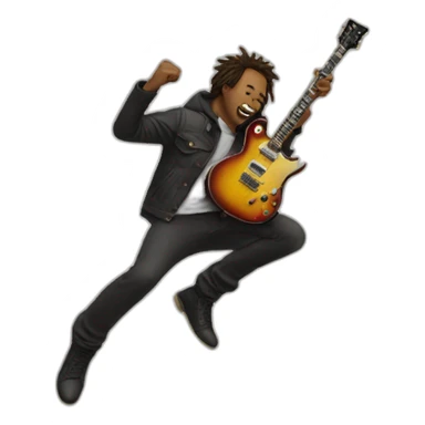 Guitarist jumping sticker