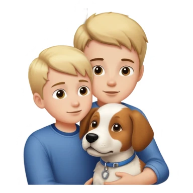 boy with dog by window sticker