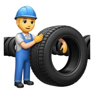 please draw me a emoji of tire - inside the manufacturing factory - getting inspected by machine not the human - the machins is checking uniformity - machine is complicated  sticker