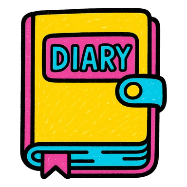 a diary, pop colors style, bold and vibrant palette sticker