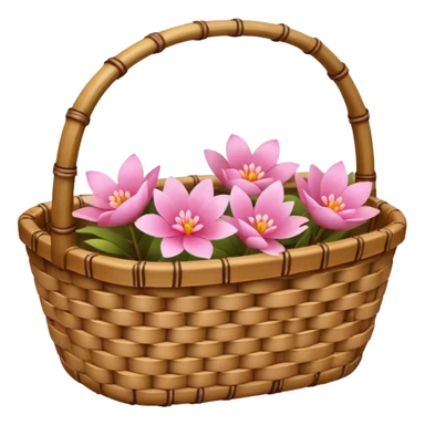 bamboo basket, flower sticker