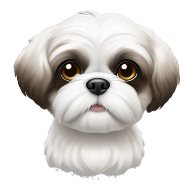 All white Shih tzu puppy with R eye brown and brown ears and black tips of ear sticker