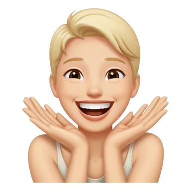 Person with their hands around their neck laughing  sticker