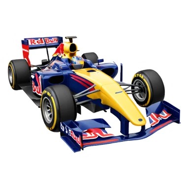 Um carro de fórmula 1 da rede Bull de 2010 com o número 5 no carro sticker