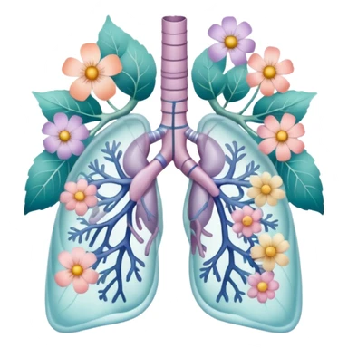 Pastel transparent anatomy lungs and flowers sticker
