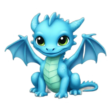 dragon cute baby blue water sticker