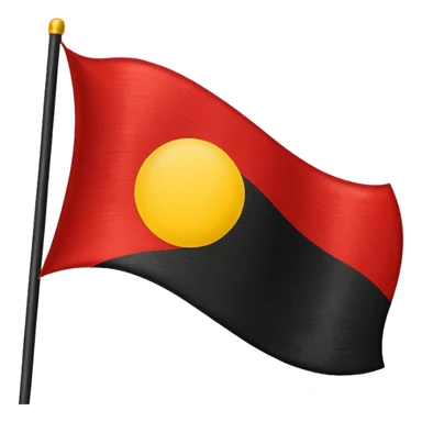 a red and black flag with a yellow circle in the middle sticker