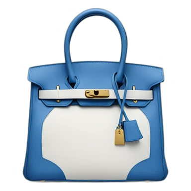 Birkin with a blue flap and white front sticker