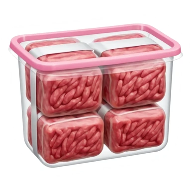 A 3D cartoon pack of minced meat wrapped in transparent plastic, supermarket-style packaging, Memoji-style. sticker