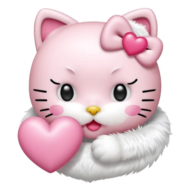 Hello kitty qui fait un bisous avec sa bouche et un cœur rose sort de sa bouche  sticker