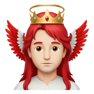 long hair angel with a red crown on his head, 4 wings sticker