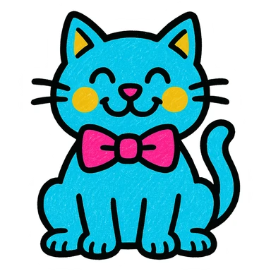 a cheerful cat with a bow tie in vibrant pop colors sticker