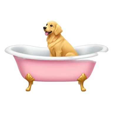 pink victorian bath tub, gold feet with golden retriever in it sticker