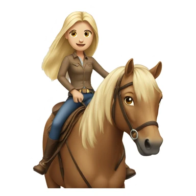 blonde girl riding a horse sticker
