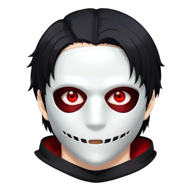 Tokyo ghoul character with mask, one eye glowing red, anime style sticker