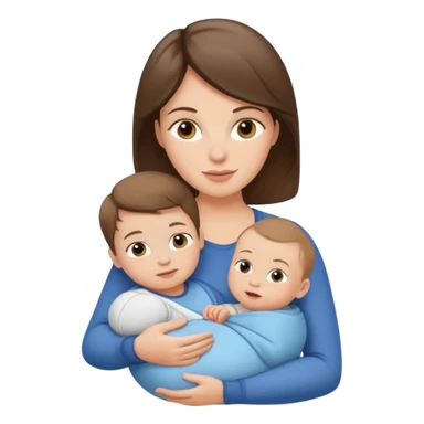 Light brunette fit mom with baby boy sticker