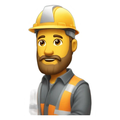 construction worker with a beard in bulldozer from bird perspective sticker