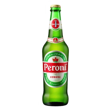 Glass bottle Peroni with red marketing tape sticker