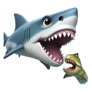 A shark boucning on a dinosaur sticker