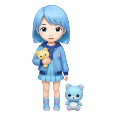 Kawaii girl Japanese full body blue pastel sticker