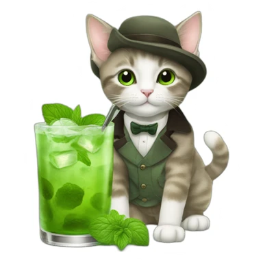 baby sherlock holmes cat drinking mojito sticker