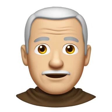 A middle-aged white male friar with a grizzled appearance, buzz cut, no facial hair, and a square jaw. sticker