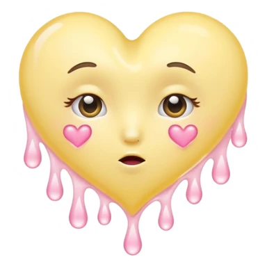 A pastel-yellow heart melting into soft pink tears, curled on a clouded floor under warm sunrise light. sticker