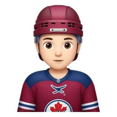 Cute cartoon hockey player sticker pack, wearing бордовый and темно синий uniform, for a children's team. sticker
