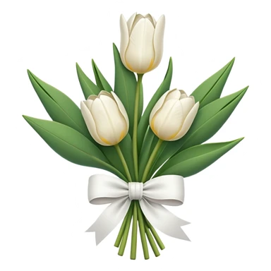 White tulips with bow to tie them  sticker