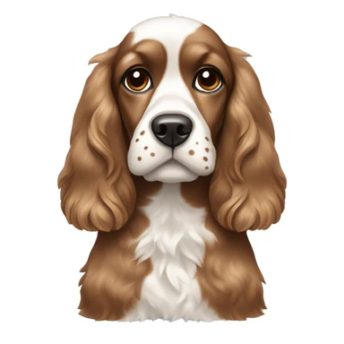 Brown and white spotted Cocker spaniel with a side bang  sticker