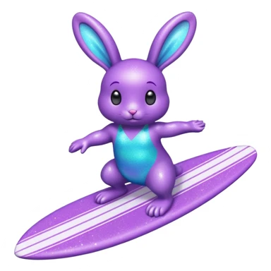 glitter purple cian bunny surf sticker