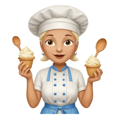 Old femaleChef trying multiple scoops of gelato sticker