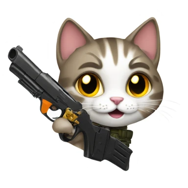 A cat with a gun  sticker