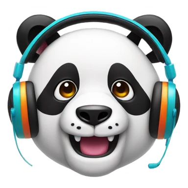 colorful panda face wearing headset sticker