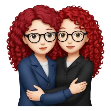 une star de Kpop asiatique avec les cheveux noir  qui fait un câlin a une fille qui a des lunette et des cheveux rouge et bouclé  sticker