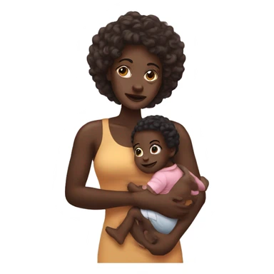 Dark skin mom with mixed baby sticker