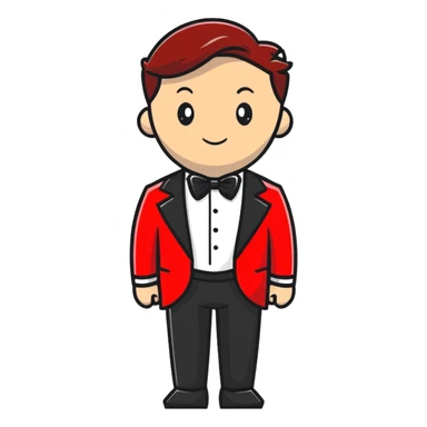 red and white formal tuxedo suit sticker