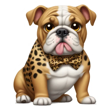 Bulldog with leopard bow sticker