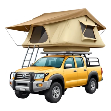 A pickup truck with a roof tent on top sticker