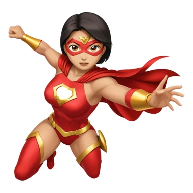 female asian superhero in action sticker