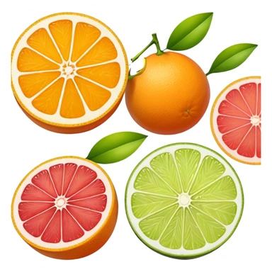 Emoji of slices of oranges, lemon, lemongrass, lime, grapefruit sticker