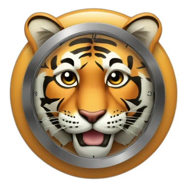 Tiger holding a clock sticker