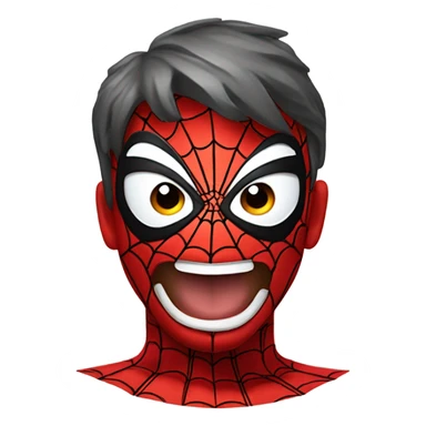 Spiderman head as an emoji , but with half the bottom half of his mask uncover revealing spider man grinning  sticker