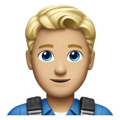 janitor with blonde hair blue eyes uniform designed by hugo boss sticker