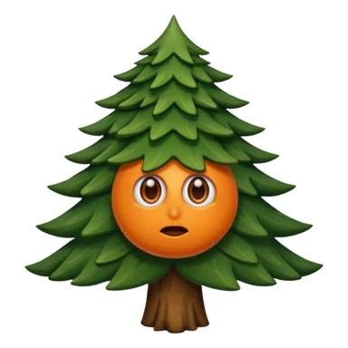 sapin avec deux gros yeux orange, pas de bouche sticker