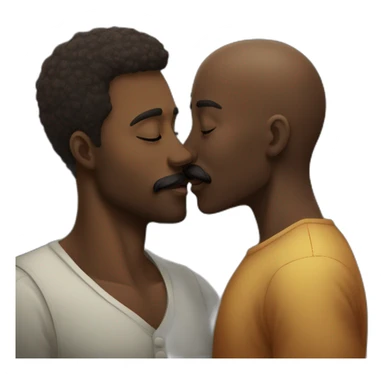  African man kissing a  fair guy with moustache sticker