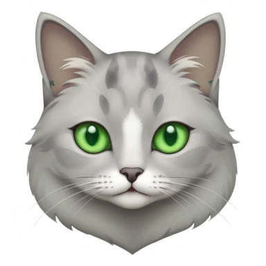 grey cat with green eyes and white stain bottom the neck sticker